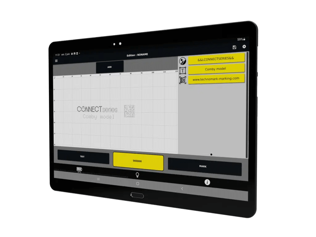 Connect.App on tablet dot peen marking Comby connect.series